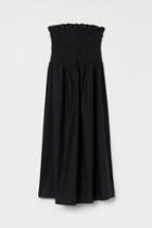 H & M - Smocked-bodice Dress - Black