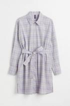 H & M - H & M+ Tie Belt Shirt Dress - Purple