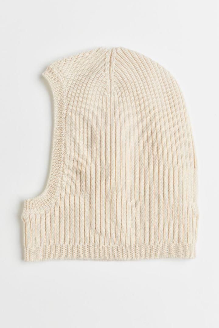 H & M - Rib-knit Wool Balaclava - Beige