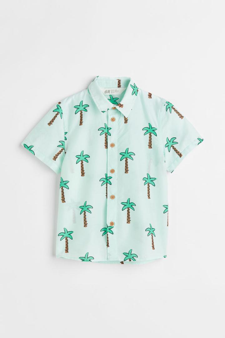 H & M - Cotton Shirt - Turquoise