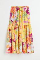 H & M - Patterned Maxi Skirt - Yellow