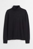 H & M - Regular Fit Cashmere-blend Turtleneck Sweater - Black