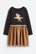 H & M - Tulle-skirt Jersey Dress - Gray