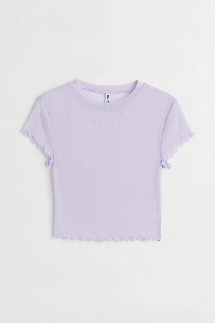 H & M - Mesh Crop Top - Purple