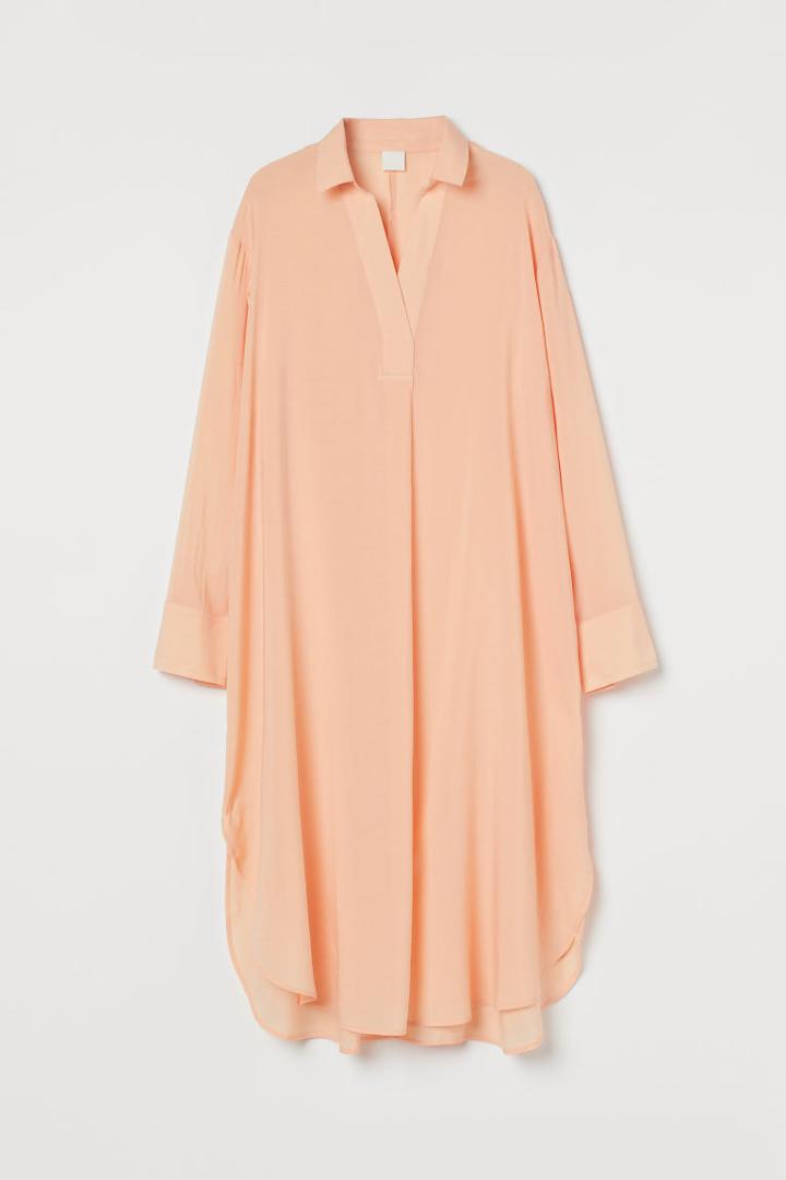H & M - Lyocell-blend Shirt Dress - Orange