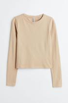 H & M - Short Jersey Top - Beige