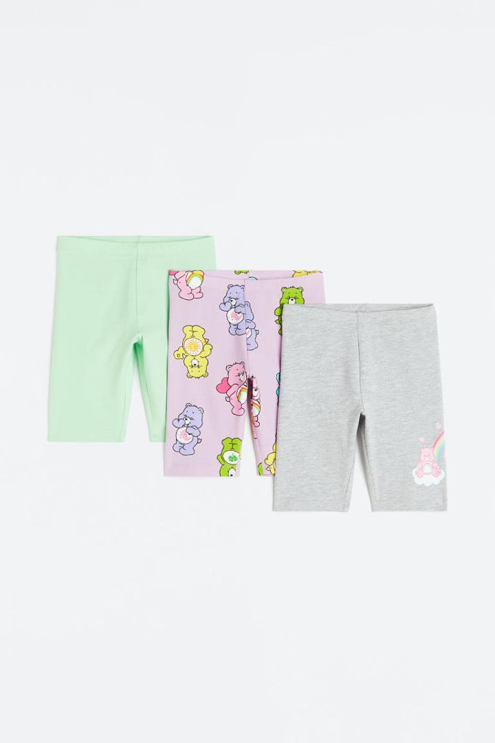 H & M - 3-pack Printed Bike Shorts - Green