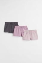 H & M - 3-pack Cotton Shorts - Purple