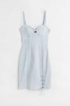 H & M - Lacing-detail Denim Dress - Blue