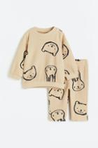 H & M - 2-piece Cotton Shirt And Pants Set - Beige
