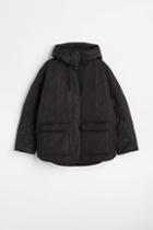 H & M - Oversized Quilted Jacket - Black