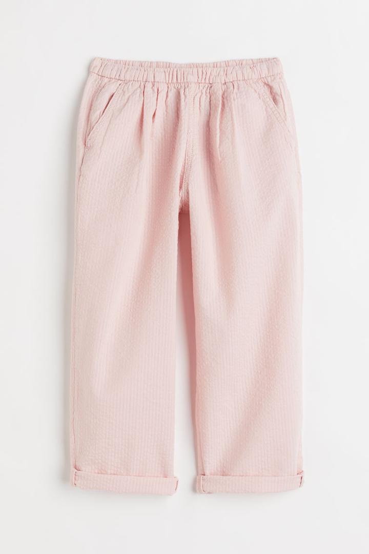 H & M - Loose Fit Seersucker Pants - Orange