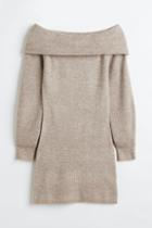 H & M - Off-the-shoulder Bodycon Dress - Brown