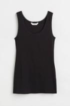 H & M - Lace-trimmed Tank Top - Black