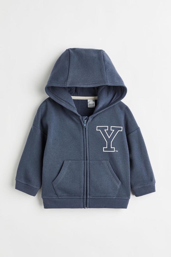 H & M - Print-motif Hooded Jacket - Blue