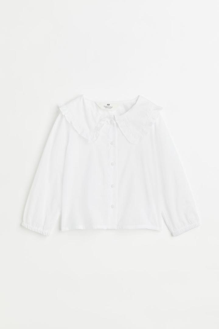 H & M - Ruffle-collar Blouse - White