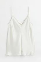 H & M - Satin V-neck Camisole Top - White