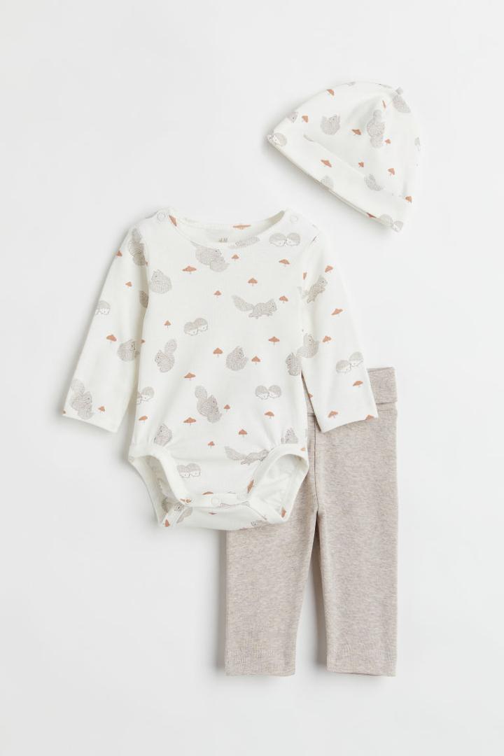 H & M - 3-piece Cotton Set - White