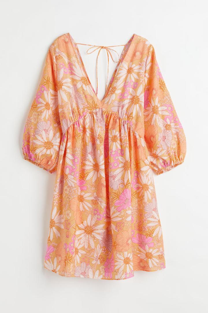 H & M - V-neck Dress - Yellow