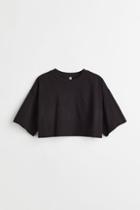 H & M - Cotton Crop T-shirt - Black