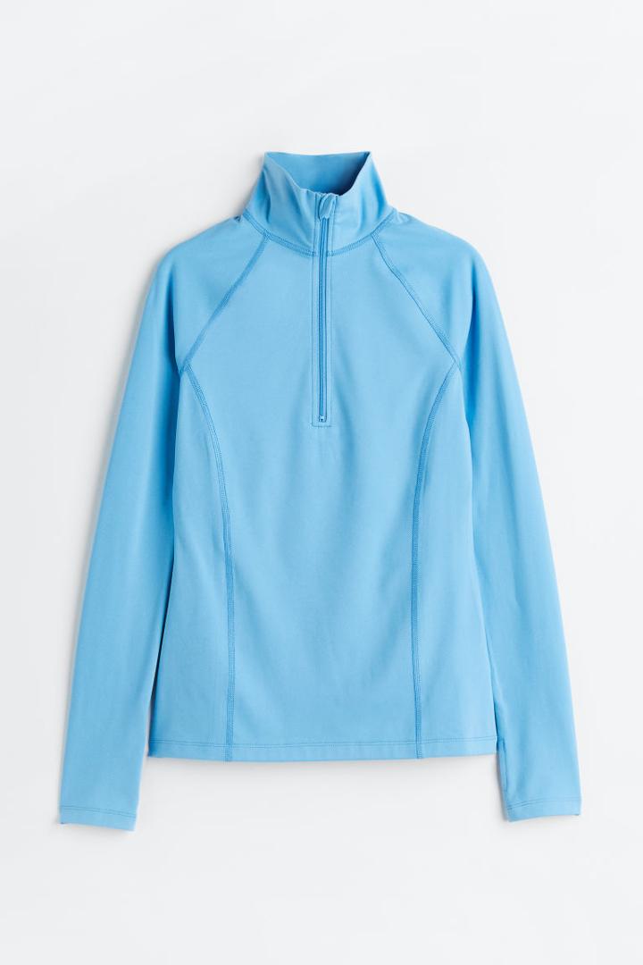 H & M - Half-zip Fitted Top - Blue