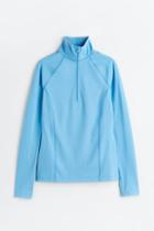 H & M - Half-zip Fitted Top - Blue