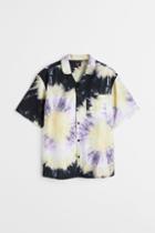 H & M - Relaxed Fit Linen-blend Resort Shirt - Black