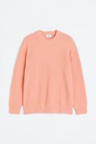 H & M - Relaxed Fit Rib-knit Sweater - Orange