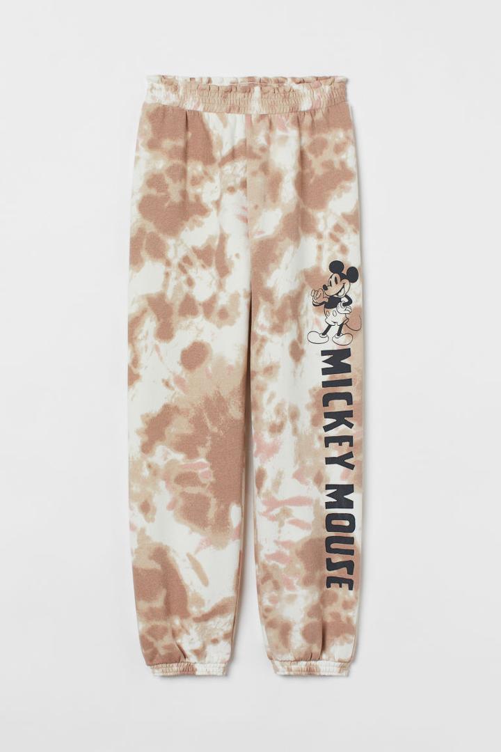 H & M - Print-motif Tie-dye Joggers - White
