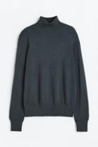 H & M - Fine-knit Turtleneck Sweater - Green