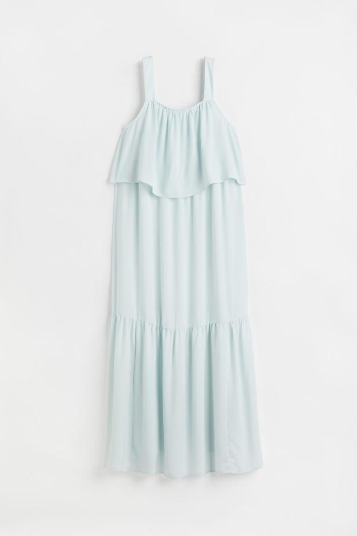 H & M - Mama Flounce-trimmed Nursing Dress - Turquoise