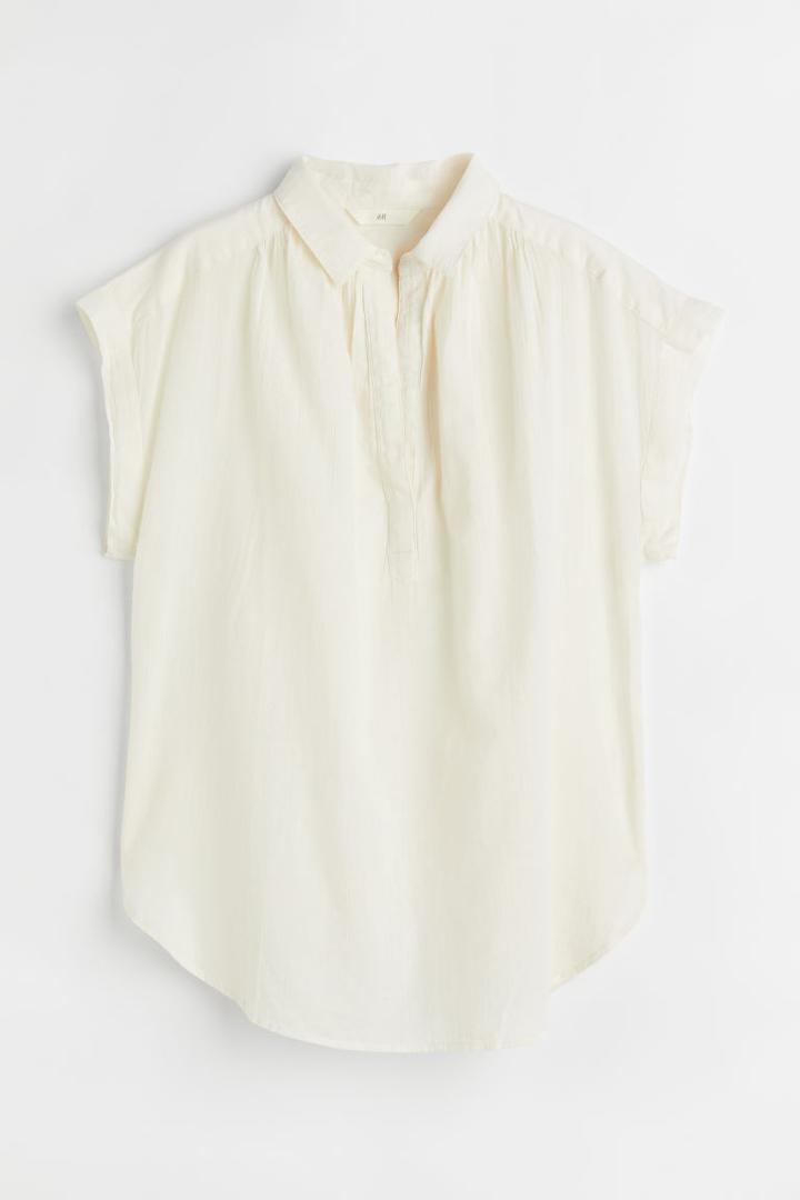H & M - V-neck Cotton Blouse - White