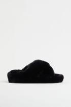 H & M - Faux Fur Slippers - Black