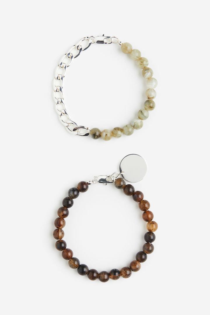 H & M - 2-pack Beaded Bracelets - Green