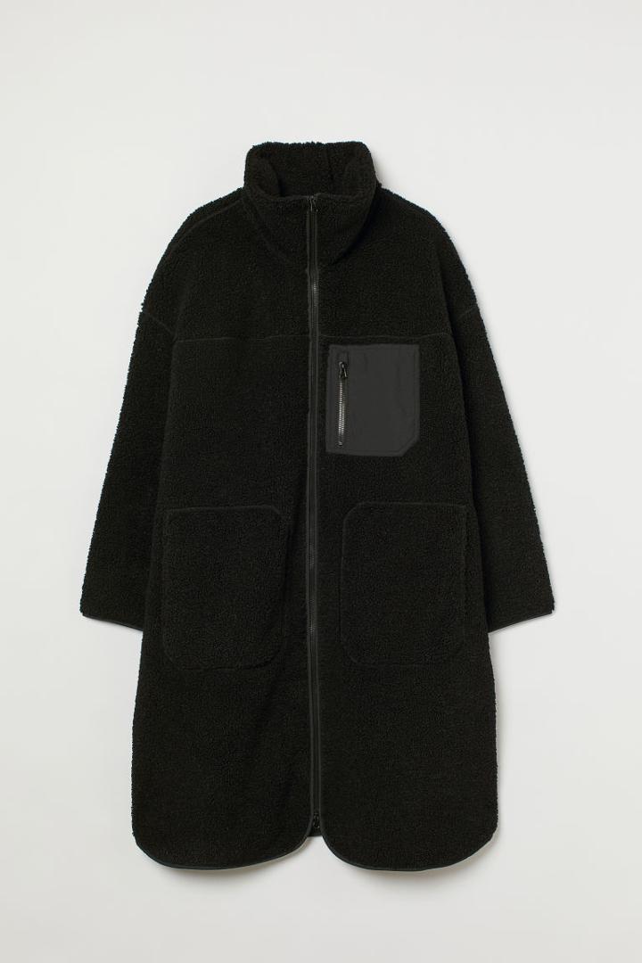 H & M - H & M+ Faux Shearling Jacket - Black