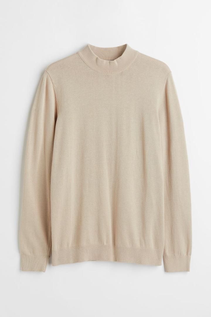 H & M - Slim Fit Fine-knit Sweater - Beige