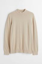 H & M - Slim Fit Fine-knit Sweater - Beige