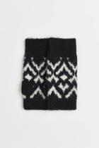 H & M - Jacquard-knit Fingerless Mittens - Black