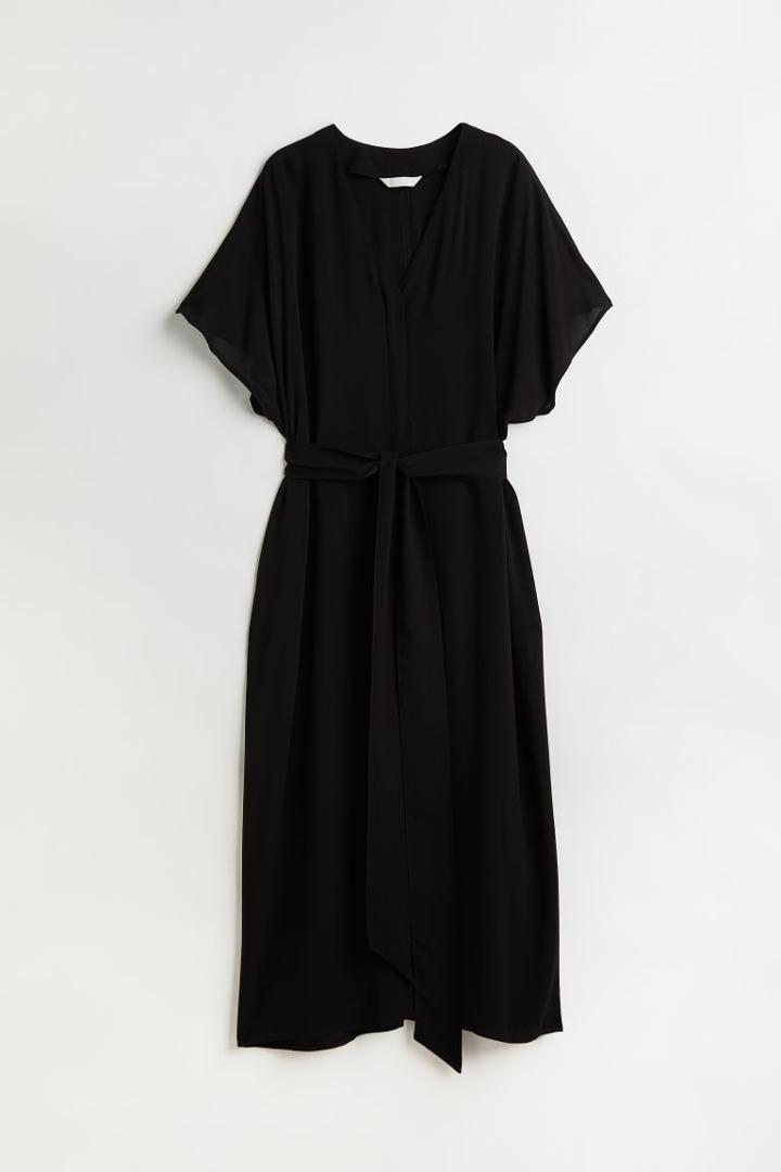 H & M - Dress With Tie Belt - Black