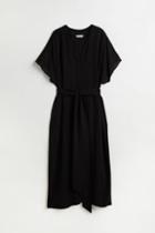 H & M - Dress With Tie Belt - Black