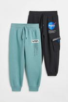H & M - 2-pack Printed Joggers - Black