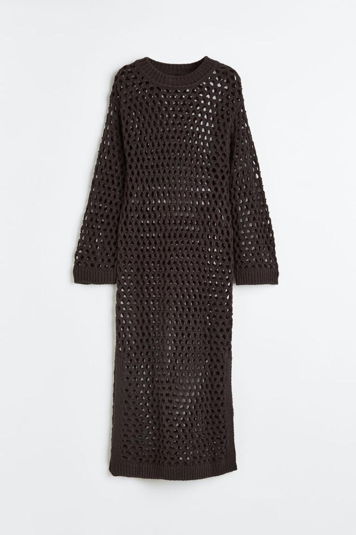 H & M - Hole-knit Dress - Gray
