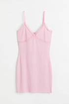 H & M - Ribbed Bodycon Dress - Pink