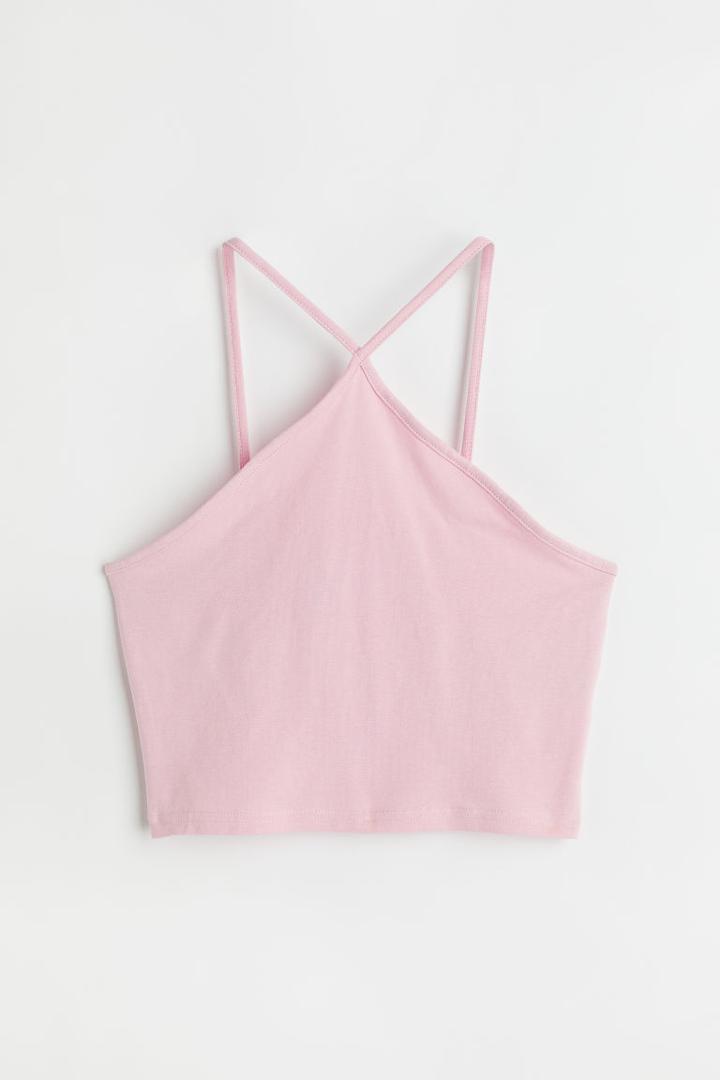 H & M - Cotton Crop Top - Pink