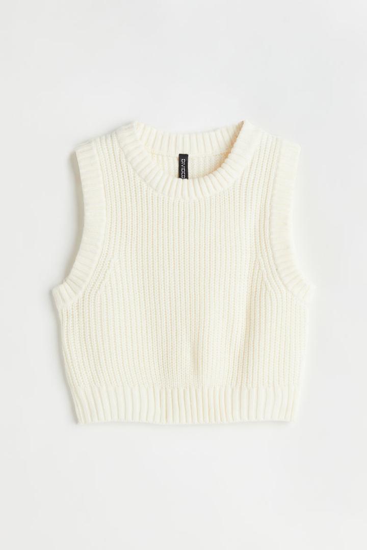 H & M - Crop Sweater Vest - White