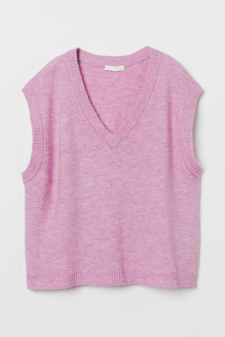 H & M - V-neck Sweater Vest - Pink
