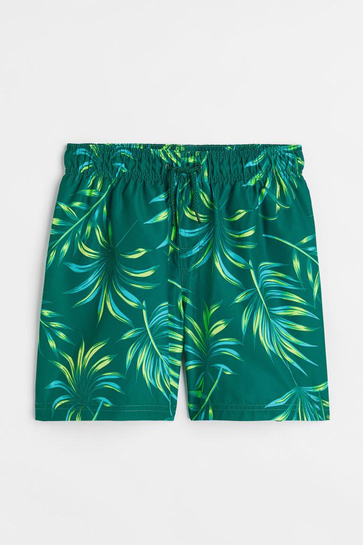 H & M - Patterned Swim Shorts - Green