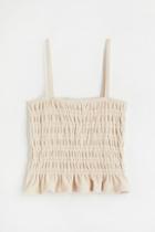 H & M - Smocked Terry Camisole Top - Beige