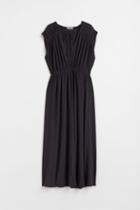 H & M - Long Gathered Dress - Black
