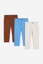 H & M - 3-pack Relaxed Fit Cotton Chinos - Blue